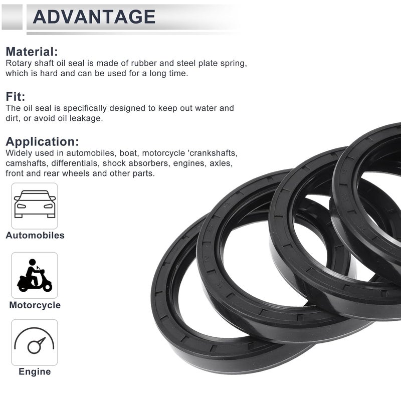 RATCHROLL Universal Oil Seal TC Double Lip W Steel Spring Seal Ring Rotary Shaft Seal 70x90x13mm High Pressure Nitrile Rubber Black 5 Pcs - Image 4